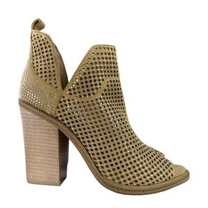 Vince Camuto Kiminni Bootie Womens 8‎ Open Toe Sparkle Tan Perforated Leather